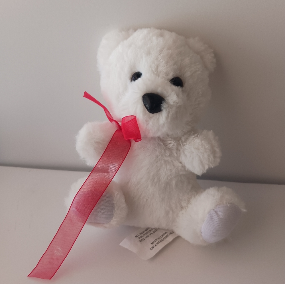 Megatoys Mini Stuffed Teady Bear with Red Bow
